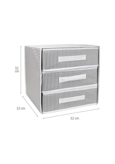 Katlanabilir Üç Çekmeceli Dolap Düzenleyici Çamaşır Organizeri Takı Kutusu Gardrob Kumaş Düzenleyici 32x32x32cm 1 Açık Bej