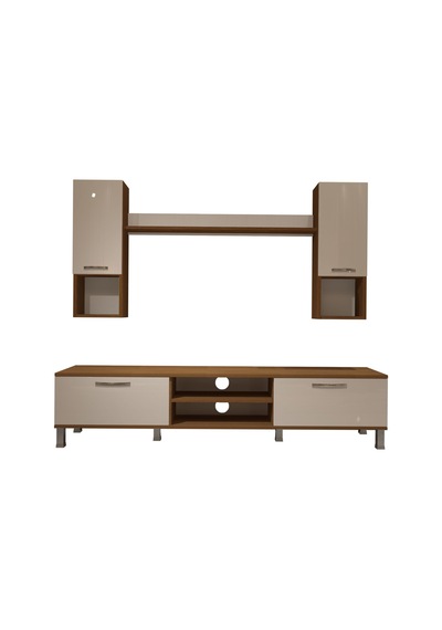 Decoraktiv Eko 5da Mdf Dvd Krom Ayaklı Tv Ünitesi Tv Sehpası Ceviz - Beyaz