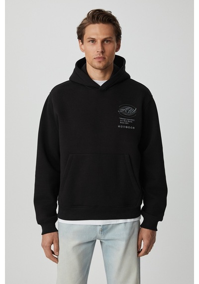 Grımelange Grımelange Legandary Erkek Yumuşacık Siyah Sweatshirt Siyah