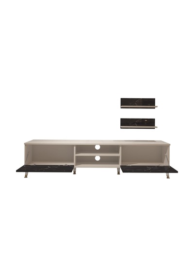 Decoraktiv Eko 4 Mdf Dvd Gold Tv Ünitesi Tv Sehpası Beyaz - Siyah Mermer