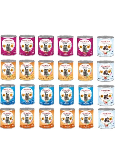 Ultravita Premium Yüksek Proteinli Karışık Etli Konserve Kedi Maması 24 x 415 G