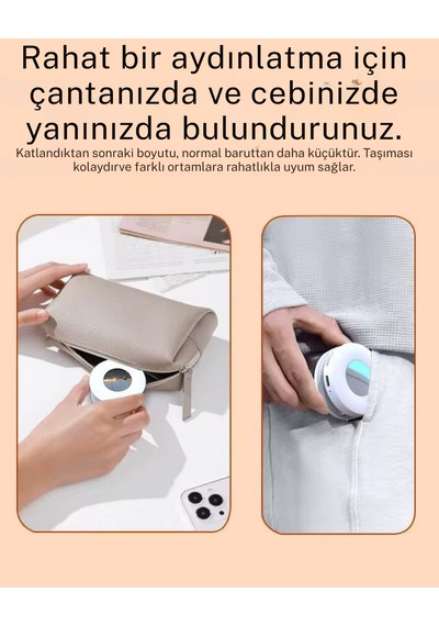 Magsafe Mini Selfie Lambası Aynalı Led Telefon Işığı Manyetik Şarjlı Vlog Tiktok Youtube Makyaj Çekim Işığı Siyah