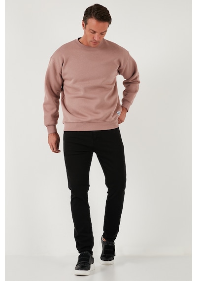 Buratti Regular Fit Bisiklet Yaka Pamuklu Içi Tüylü Yumuşak Şardonlu Erkek Sweat 5905255 Gül