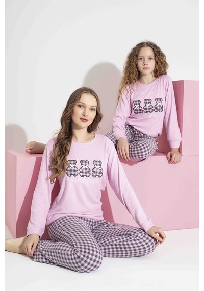 Aygebu Tarık Kadın Pembe Ayıcık Desen Anne Kız Kombin Termal Kışlık Sıcak Tutan Yumuşak Pijama Takımı Aygebu Tarık Kadın Pembe Ayıcık Desen Anne Kız Kombin Termal Kışlık Sıcak Tutan Yumuşak Pijama Takımı