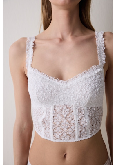 Penti Crinkle Lace Corset Kırık Beyaz Büstiyer