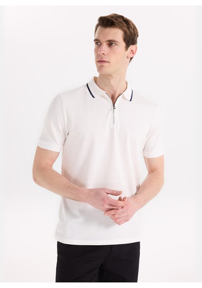 Fabrika Kırık Beyaz Erkek Slim Fit Polo T-shirt F6sm-tst 2057