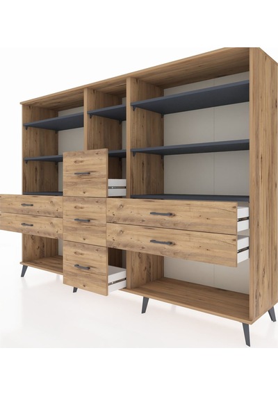 Hyperion Dolap 8 Raflı 7 Çekmeceli 220x44x163 Çam-antrasit/çam Çam-antrasit/çam Hyperion Dolap 8 Raflı 7 Çekmeceli 220x44x163 Çam-antrasit/çam Çam-antrasit/çam