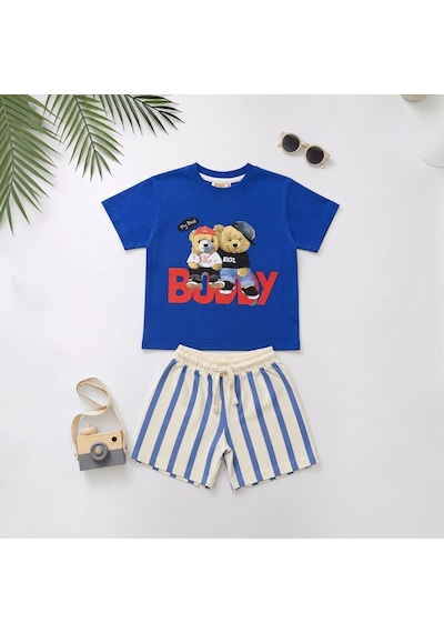 Sea Bubbles Teddy Bear Erkek Çocuk Şortlu Takım Mavi