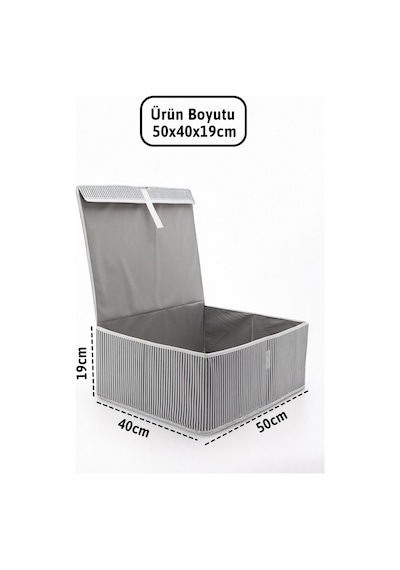 Kapaklı Baza 2'li Hurç 50x40x19 - Gri Gri