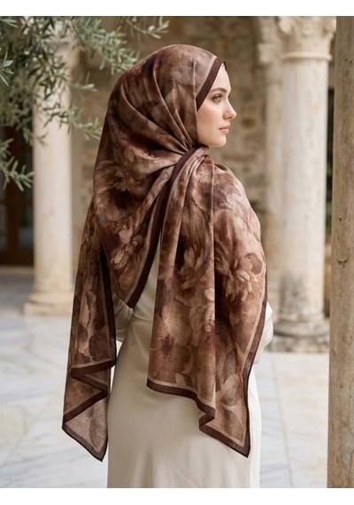 Camellia Scarfs Frosted Bloom Müslin Şal Kahve - Sıcak Ve Zamansız Stil