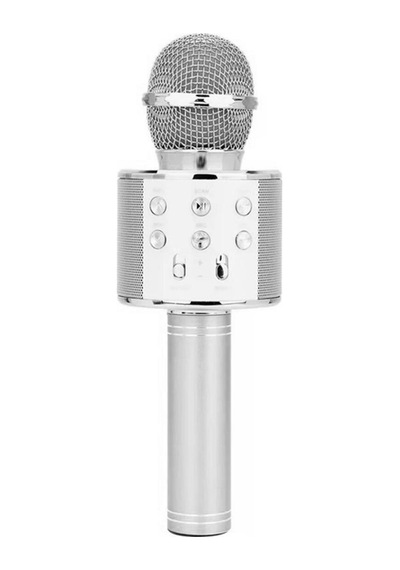 Ws-858 Karaoke Mikrofon Aux Usb Ve Sd Kart Girişli Bluetooth Hoparlör Gümüş