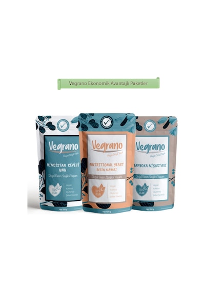 Vegrano Nutritional Yeast Besin Mayası 100 G + Tapyoka Nişastası 100 G + Hindistan Cevizi Unu 100 G