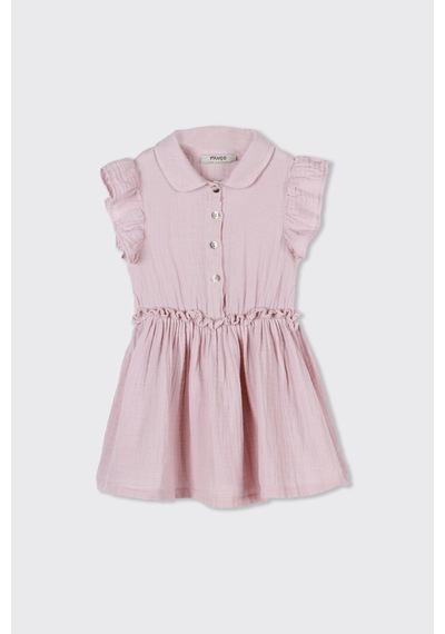 Panço Kız Çocuk Müslin Elbise Pembe