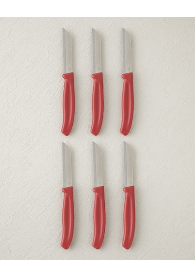 English Home Silent Slash Paslanmaz Çelik 6'lı Bıçak 9 Cm Kırmızı Kırmızı