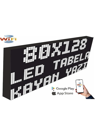 Led Tabela 80x128cm Tek Taraflı Beyaz Kayan Yazı-wifi