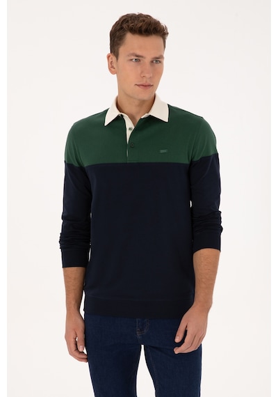 U.S. Polo Assn. Erkek Regular Fit Polo Yaka Koyu Yeşil Sweatshirt 50316428-VR079