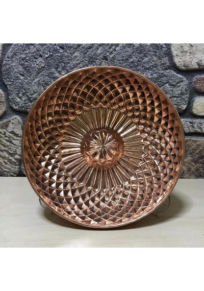 Piramit İşlemeli Bakır Hamam Tası Bakır