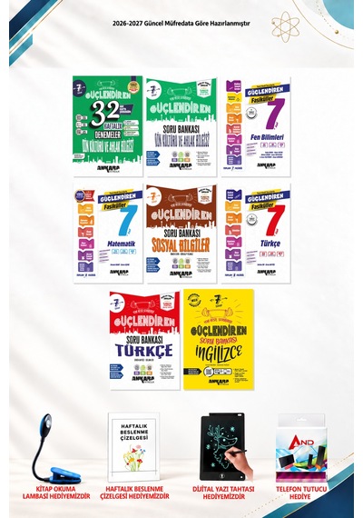 2026-2027 Ankara Yayıncılık 7. Sınıf 8 Kitap Seti - 32 Haftalık Din Kültürü Ve Ahlak Bilgisi Denemeleri, Din Kültürü Ve Ahlak Bilgisi Soru Bankası, Matematik Fasikülleri