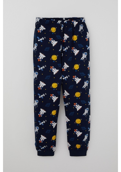 Paty Kıds Erkek Çocuk Pijama Takımı Kısa Kollu Uzay Temalı Astronot Desenli 8-12 Yaş, Lacivert