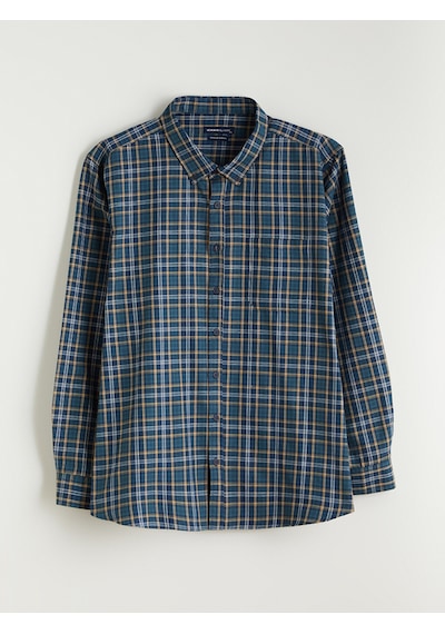 Lcwaıkıkı Classic Yeşil Büyük Beden Regular Fit Uzun Kollu Ekose Gabardin Erkek Gömlek