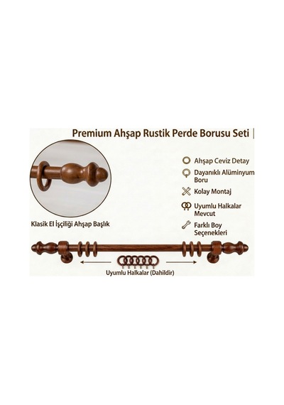 Ceviz Ahşap Rustik - Alüminyum Borulu Ahşap Başlıklı Ahşap Ayaklı Perde Askısı - Halkalı Klipsli Ceviz150cm - 864841707 Ceviz150cm Ceviz Ahşap Rustik - Alüminyum Borulu Ahşap Başlıklı Ahşap Ayaklı Perde Askısı - Halkalı Klipsli Ceviz150cm - 864841707 Ceviz150cm