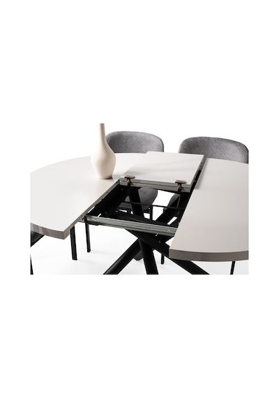 Truva Lak Panel Yuvarlark Açılır Mdf Mutak Masası 104cm Siyah