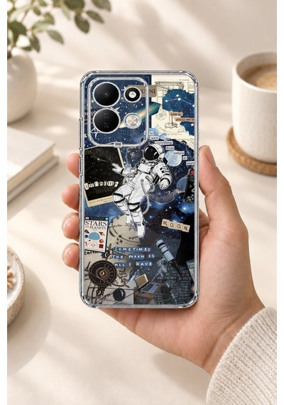 Redmi 17 4g/5g Uyumlu Retro Astronot Tasarımlı Baskılı Silikon Kılıf