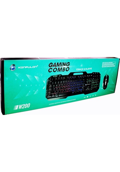 Konfulon W200 RGB Işıklı Türkçe Q Gaming Kablolu Klavye Mouse Set
