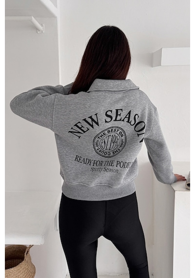 Noa & Noa Kadın Baskılı Oversize Sweatshirt Sporty Season 1992 Gri