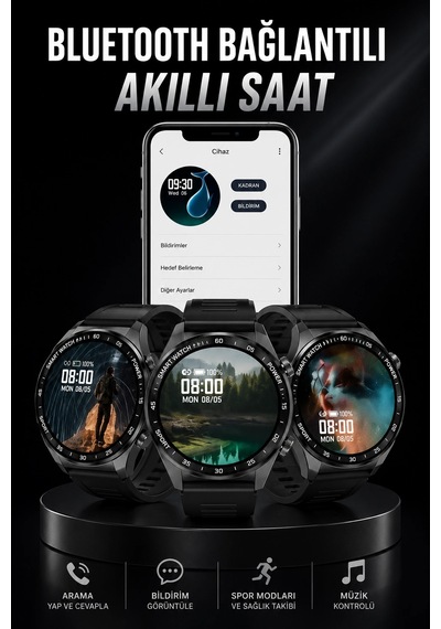 Mey İthalat Akıllı Saat Gps Ve Nfc Özelliği Sesli Görüşme Dokunmstik Ekran