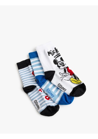 Koton 3'lü Mickey Mouse Lisanslı Çorap Seti Multıcolor 5wkb80037aa Mavi