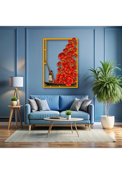 Gelincikler Ve Kayıkçı - Metal Tablo - Dec0286 86 X 125 Cm Çok Renkli