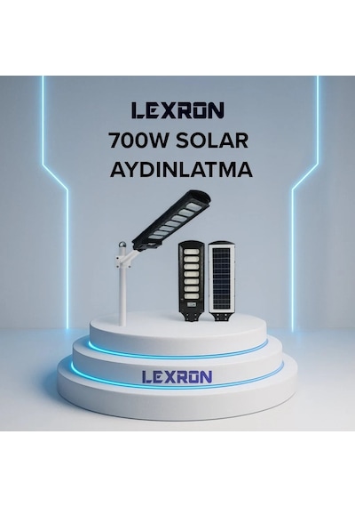 Lexron - İnges 700 Watt Solar Aydınlatma - Güneş Enerjili Armatür - Solar Bahçe Ve Sokak Lambası
