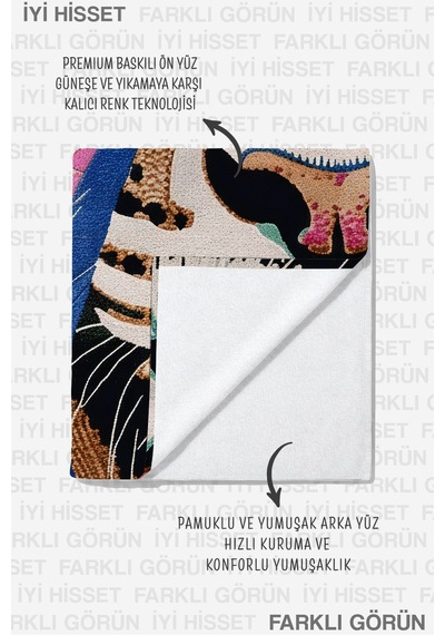 Leopar Çiçekli Safari Plaj Havlusu - Bohem Modern Siyah Pembe Hızlı Kuruyan Mikrofiber Havlu Sakin Mimoza