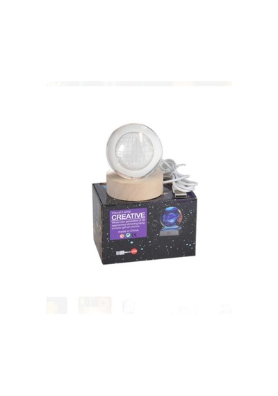 3d Led Işıklı Dünya Kristal Cam Küre Gece Lambası Beyaz Beyaz