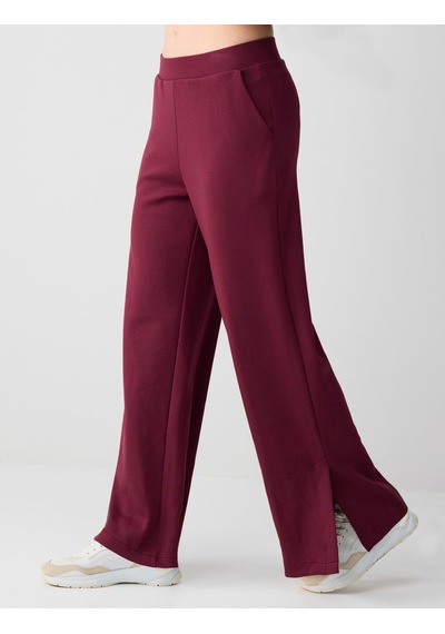 Jimmy Key Bordo Yüksek Bel Bol Paça Cep Detaylı Örme Pantolon 5ww186144562