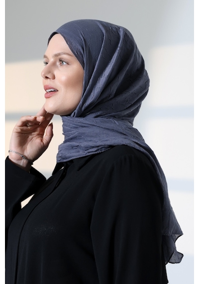 Kadın Tesettür Bambu Kraş Şal, Ütü Gerektirmeyen Doğal Hijab Başörtüsü 75x180 Cm - Füme