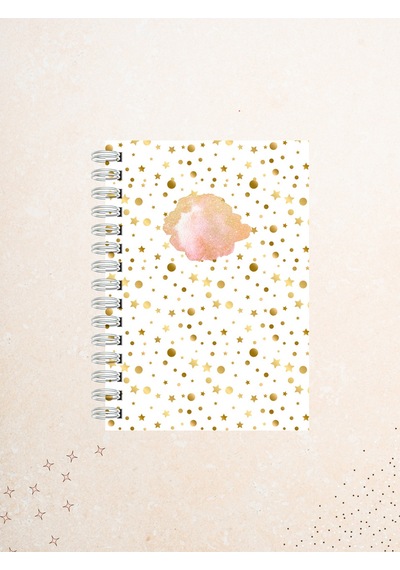 Altın Yıldızlı Işıltılı Defter 60 Yaprak / 120 Sayfa Çizgisiz Tel Spiralli Çok Renkli