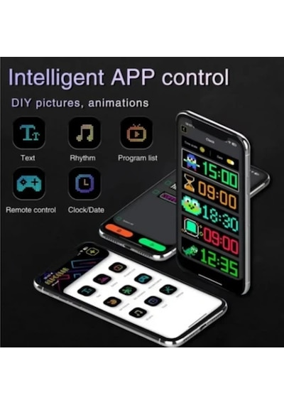 Serreha Matrix Led Panel Cama Yapışan Yazı Yazan Telefon Kontrollü Led Ekran Led Sayısı:16 96 Uzunluk 12x60cm Çok Renkli