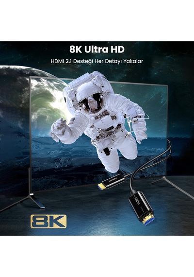 Ugreen 8K 60Hz 4K 120Hz HDMI 2.1 Fiber Optik Görüntü Aktarma Kablosu 30 Metre