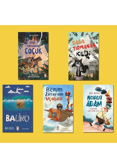 5 Kitap - Benim Zürafam Uçabilir - Nohut Adam - Balino - Dağa Tırmanan Kedi - Göğe Tırmana Çocuk