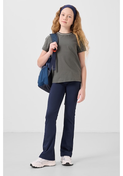 Haki Pamuklu O Yaka Standart Fit Basic Kız Çocuk T-shirt - 75177 Haki
