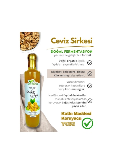 Ceviz Sirkesi 500 Ml - 4'lü Paket - Organik Doğal Fermantasyon