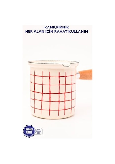 Tr Kareli Ahşap Saplı Cezve 500ml-6 Kişilik