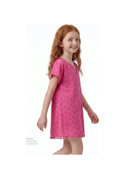 Penti Koyu Pembe Kız Çocuk Brode Kaftan Pn91