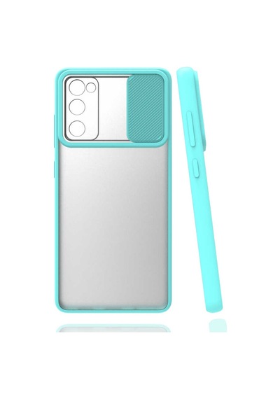 Noktaks Samsung Galaxy Uyumlu S20 Fe Kılıf Slayt Sürgülü Arkası Buzlu Lensi Kapak Turkuaz T16241