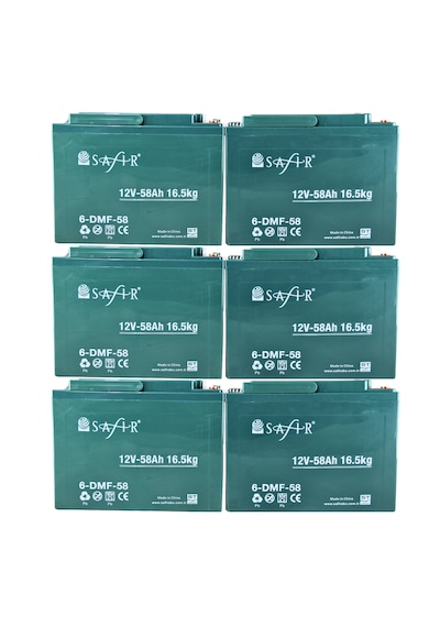 Safir Jel Akü 12 V - 58+ Ah 16.5kg 60 - 80 Ah Uyumlu - 6'lı Set