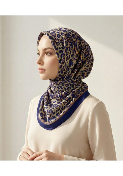Leo Desen 90x90cm Organic Twill Eşarp/fular Lacivert