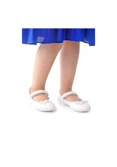 Kiko Kids Fiyonklu Cırtlı Kız Çocuk Babet Ayakkabı 201 Cilt Beyaz 001