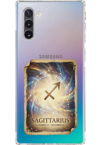 Samsung Galaxy Note 10 İle Uyumlu Burç Kartları Yay Tasarımlı Şeffaf Silikon Kılıf Şeffaf